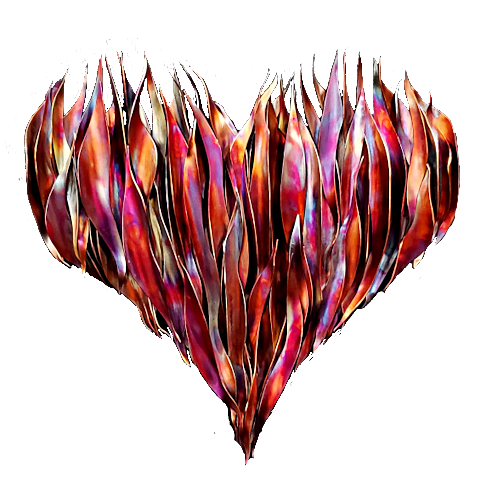 Transparent PNG Copper Logo Flame Heart Metal Wall Art Sculpture