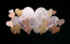 Copper Silver Heart Wall Art