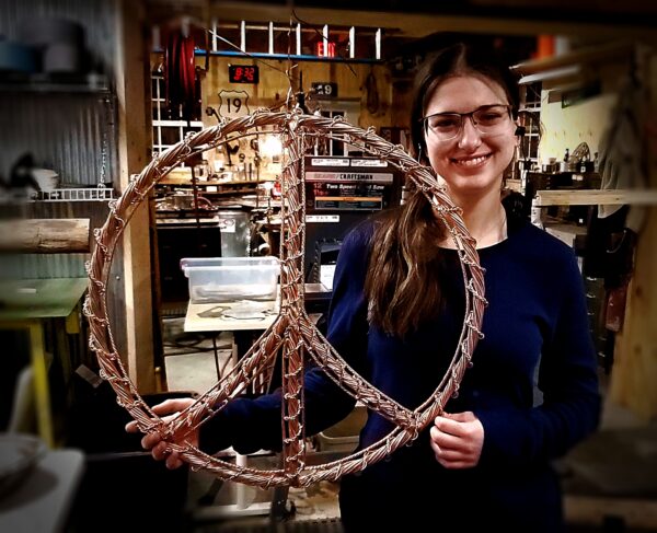 Peace Sign Hippie Decor Copper Wall Art Sculpture Bright
