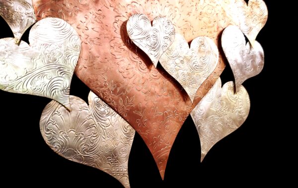 Silver-Plated Heart Cloud #1575 Vintage Upcycled Wall Art Sculpture