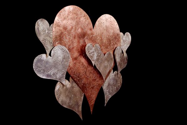 Silver-Plated Heart Cloud #1575 Vintage Upcycled Wall Art Sculpture