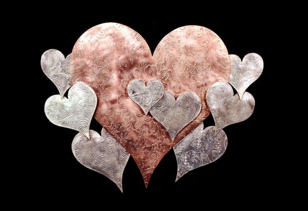 Silver-Plated Heart Cloud #1575 Vintage Upcycled Wall Art Sculpture