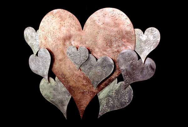 Copper Silver Heart Wall Art