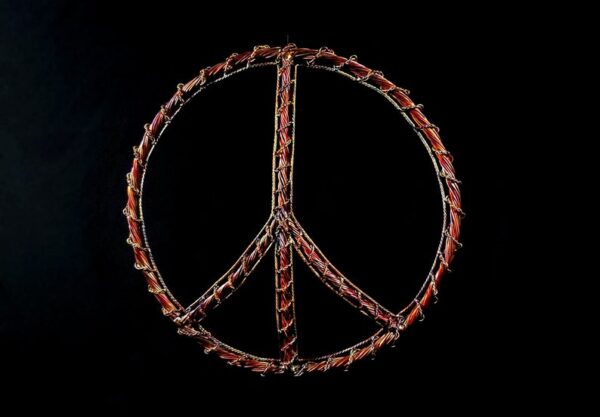 Peace Sign Hippie Decor Copper Wall Art Sculpture Flame