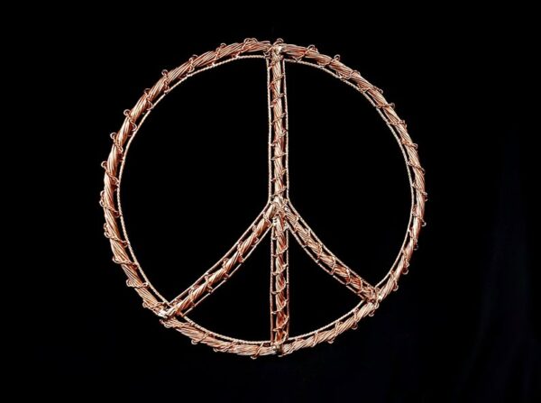 Peace Sign Hippie Decor Copper Wall Art Sculpture Bright