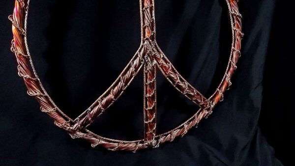Peace Sign Hippie Decor Copper Wall Art Sculpture Flame