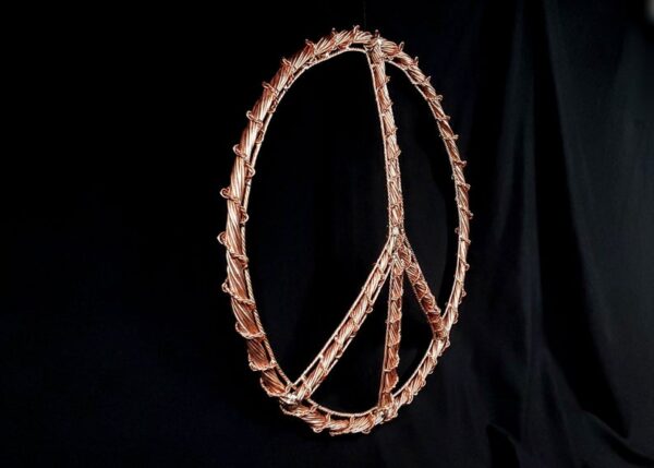 Peace Sign Hippie Decor Copper Wall Art Sculpture Bright