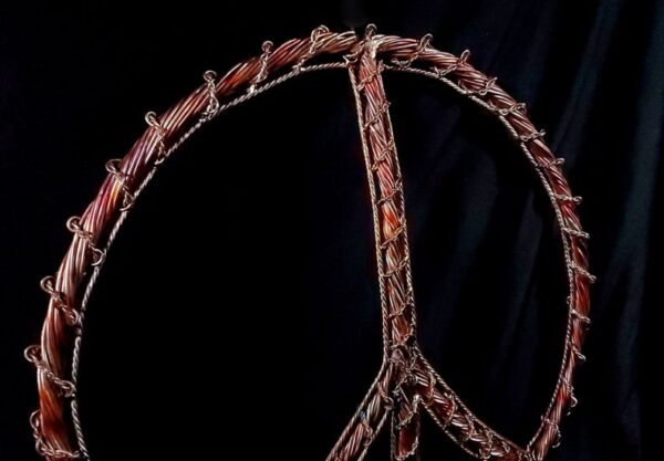 Peace Sign Hippie Decor Copper Wall Art Sculpture Flame