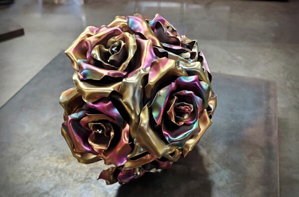 Brides Bridal Bouquet Wedding Centerpiece Copper Rose Cotton Candy