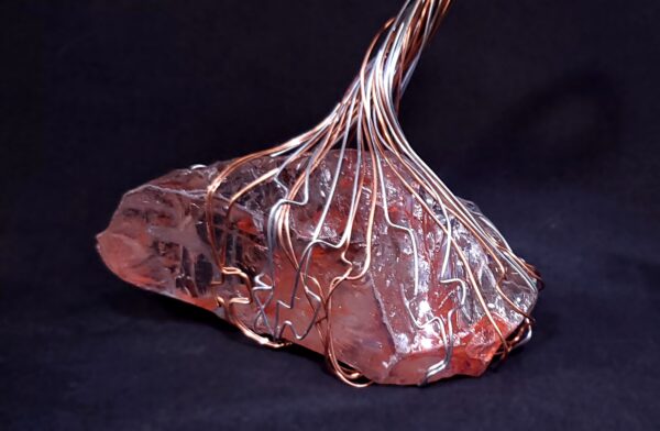 Copper Silver Wire Spirit Tree Glass Sculpture