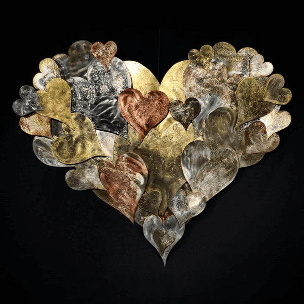 Magnus Opus Custom Extra Large Silver Plated Heart Cloud Copper Brass Wall Art Decor