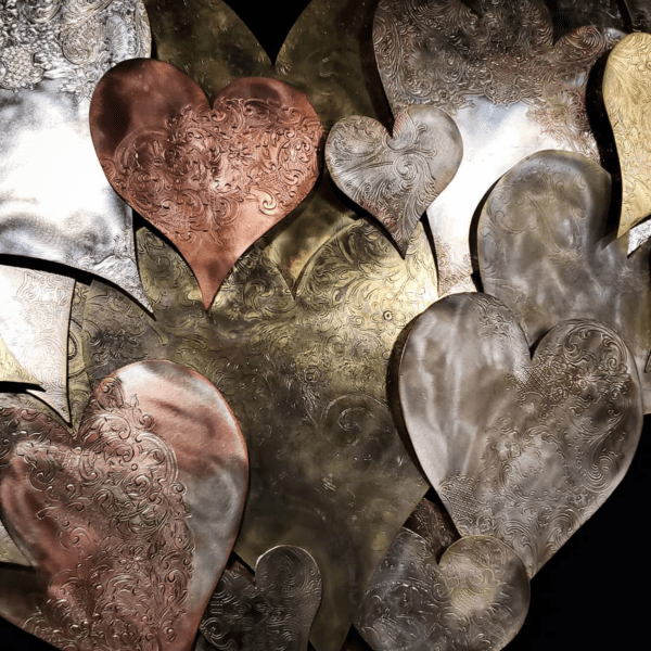 Magnus Opus Custom Extra Large Silver Plated Heart Cloud Copper Brass Wall Art Decor