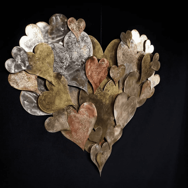 Magnus Opus Custom Extra Large Silver Plated Heart Cloud Copper Brass Wall Art Decor