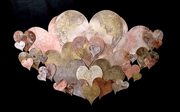 Copper Silver Heart Wall Art