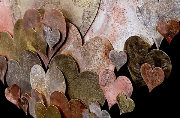 Copper Silver Heart Wall Art