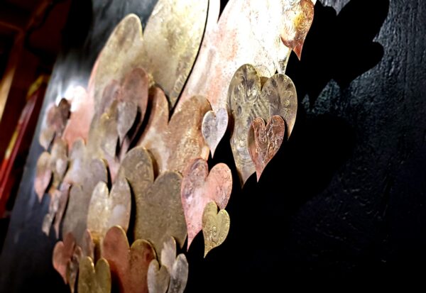 Copper Silver Heart Wall Art