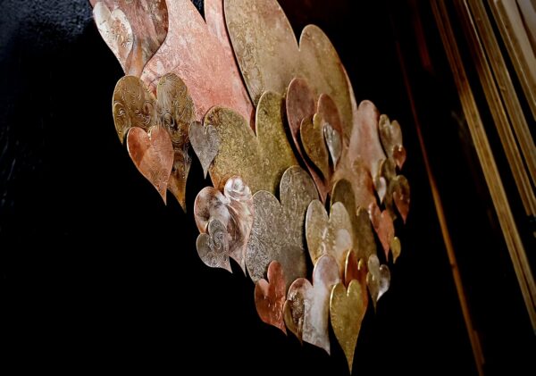 Copper Silver Heart Wall Art