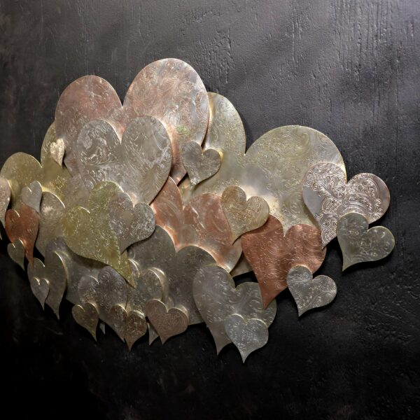 Magnus Opus Custom Extra Large Silver Plated Heart Cloud Copper Brass Wall Art Decor