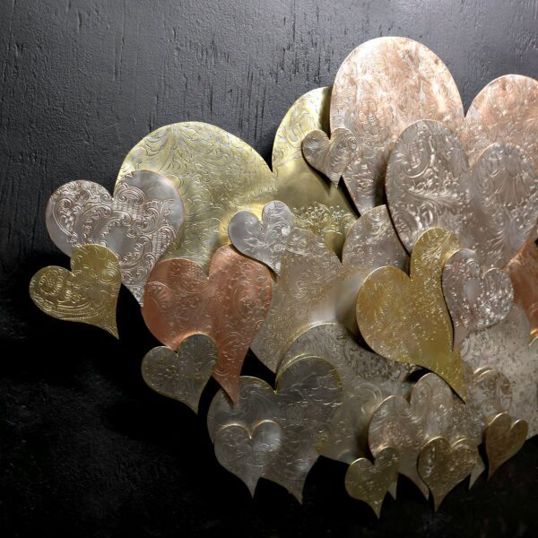 Magnus Opus Custom Extra Large Silver Plated Heart Cloud Copper Brass Wall Art Decor