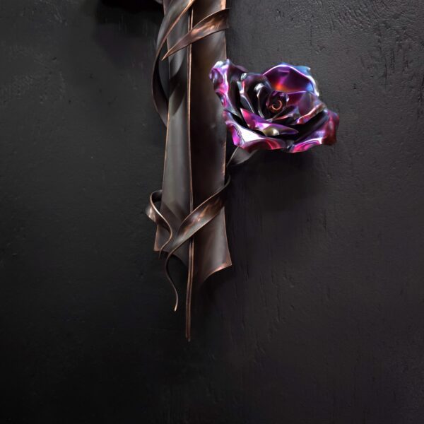Serenity Copper Cross Metal Wall Art Rose Door Crucifix Religious Housewarming Gift