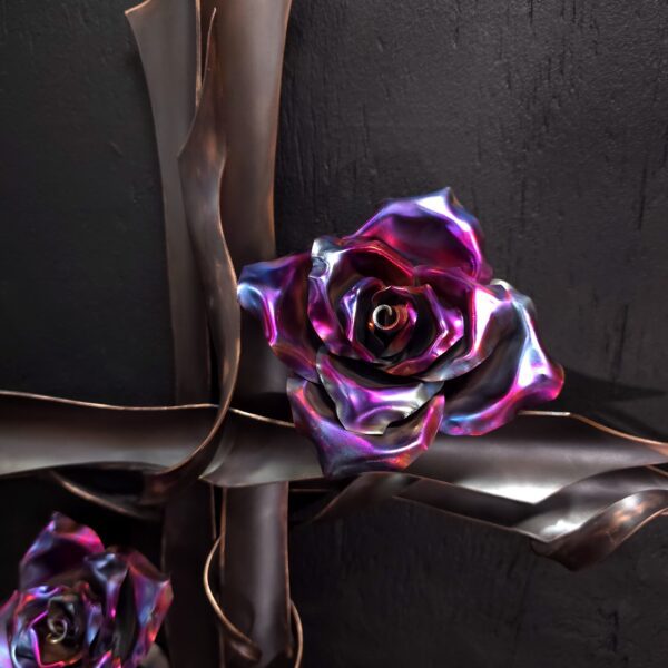 Serenity Copper Cross Metal Wall Art Rose Door Crucifix Religious Housewarming Gift