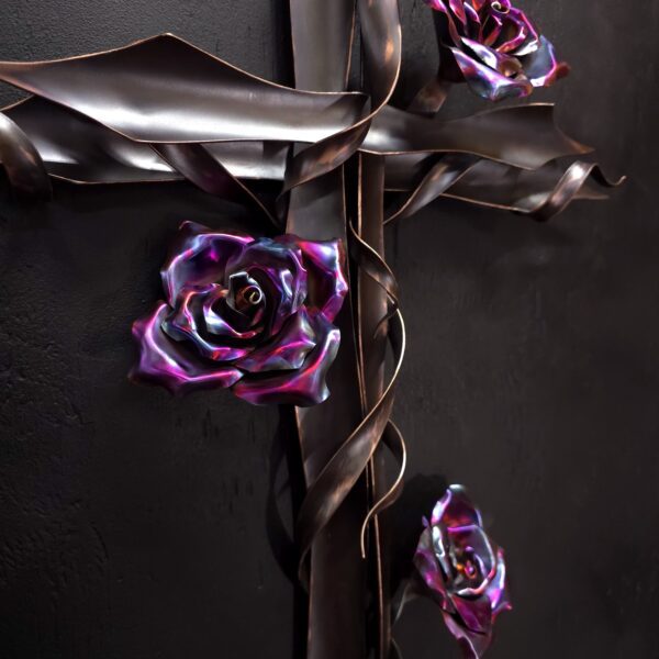 Serenity Copper Cross Metal Wall Art Rose Door Crucifix Religious Housewarming Gift