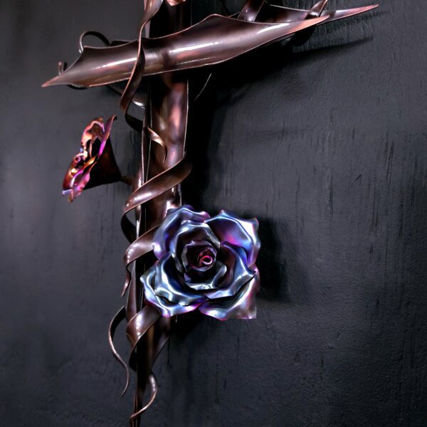 Serenity Copper Cross Metal Wall Art Rose Door Crucifix Religious Housewarming Gift