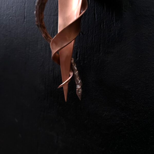 Copper Cross with Roses Bright Copper Flame Finish Wall Art Sculpture Door Hanging Refreshing Art Studio