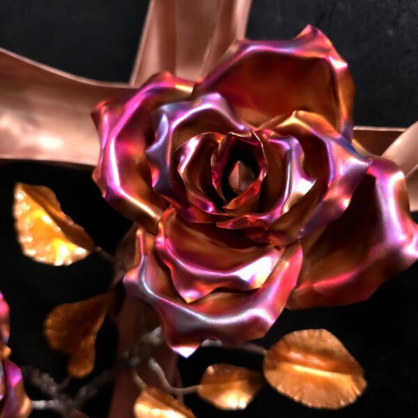 Copper Cross with Roses Bright Copper Flame Finish Wall Art Sculpture Door Hanging Refreshing Art Studio