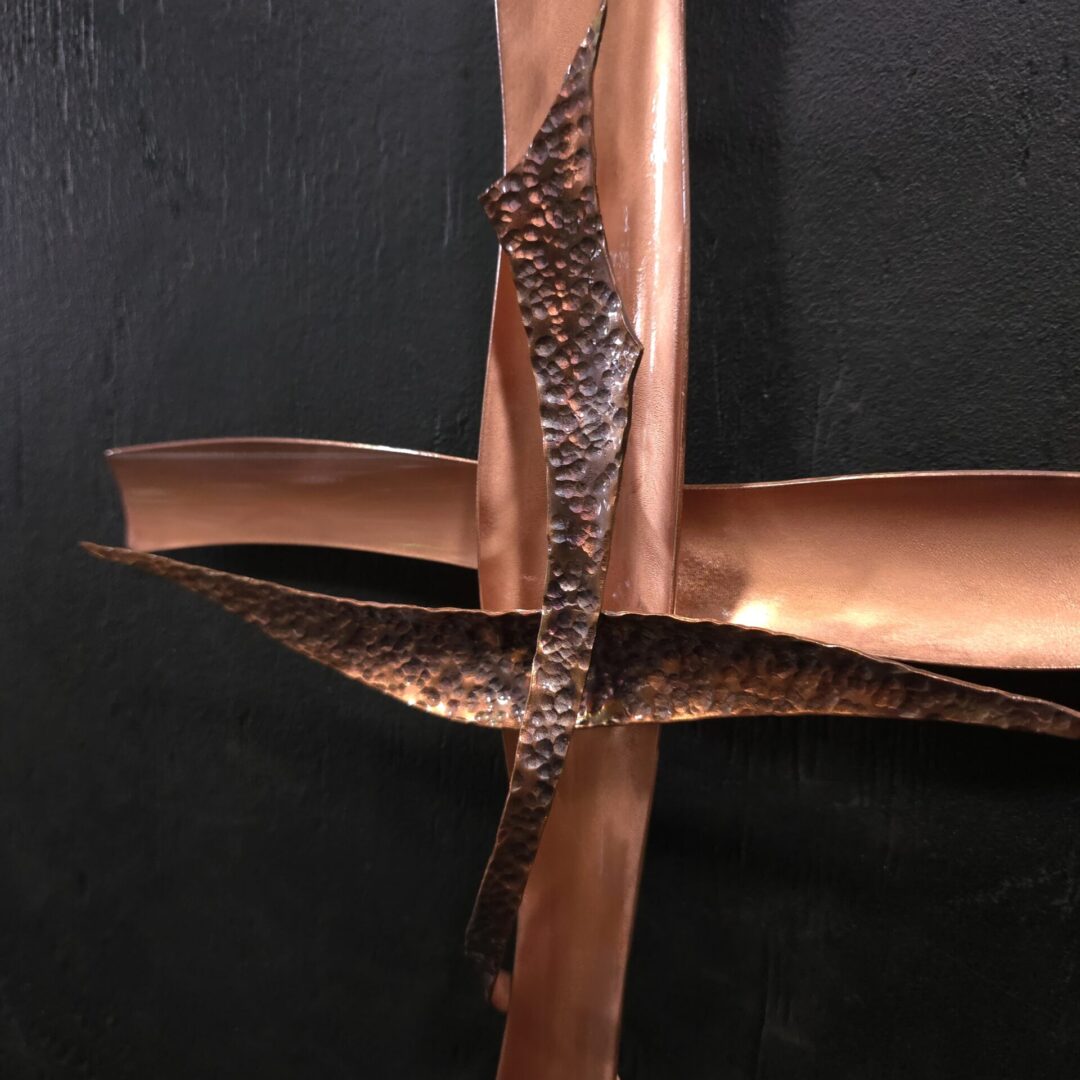 Copper Cross 2094 Hammered Wall Art Sculpture Door Hanging Crucifix