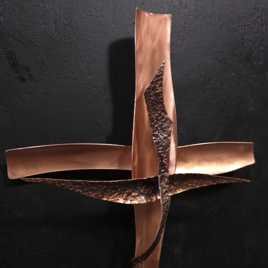 Copper Cross 2094 Hammered Wall Art Sculpture Door Hanging Crucifix
