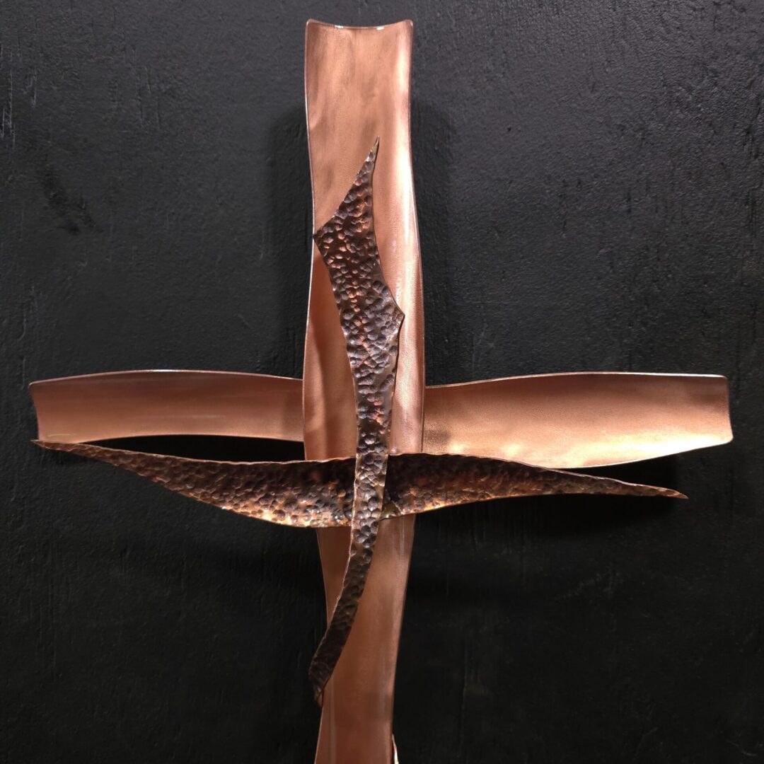 Copper Cross 2094 Hammered Wall Art Sculpture Door Hanging Crucifix