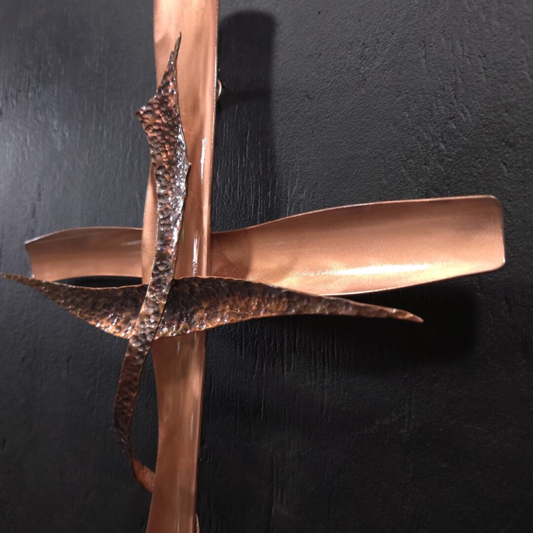 Copper Cross 2094 Hammered Wall Art Sculpture Door Hanging Crucifix
