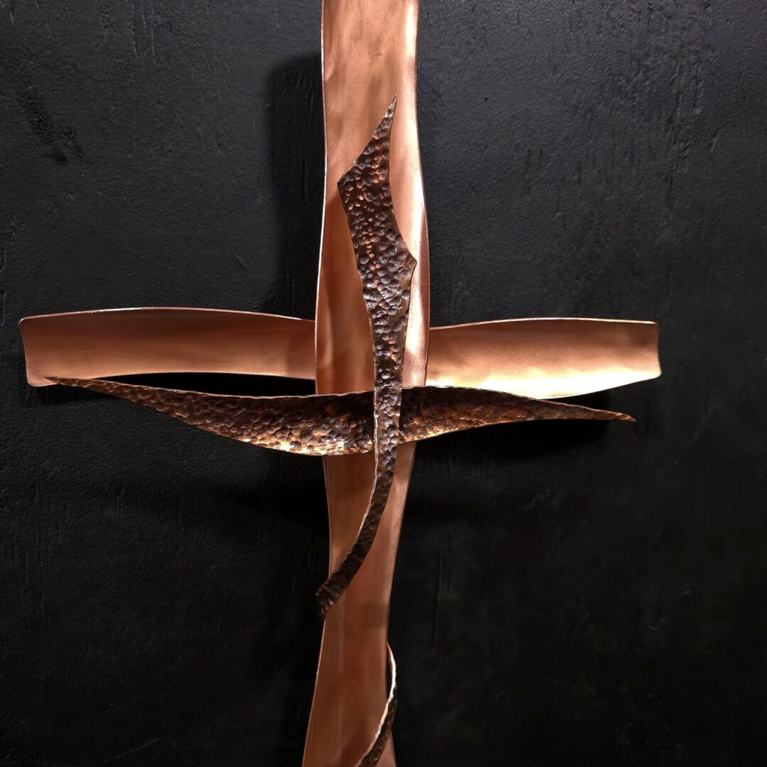 Copper Cross 2094 Hammered Wall Art Sculpture Door Hanging Crucifix
