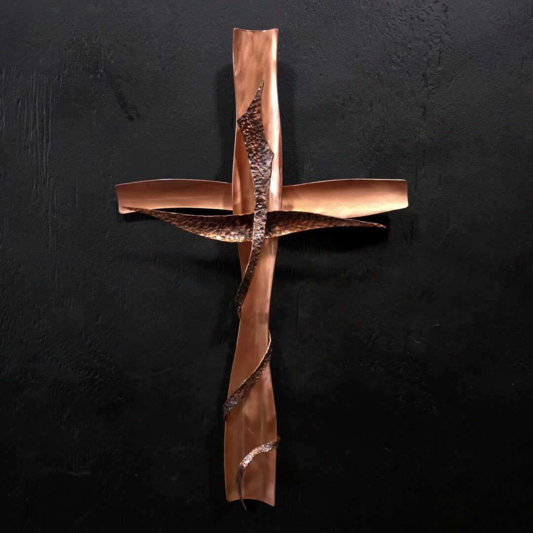 Copper Cross 2094 Hammered Wall Art Sculpture Door Hanging Crucifix