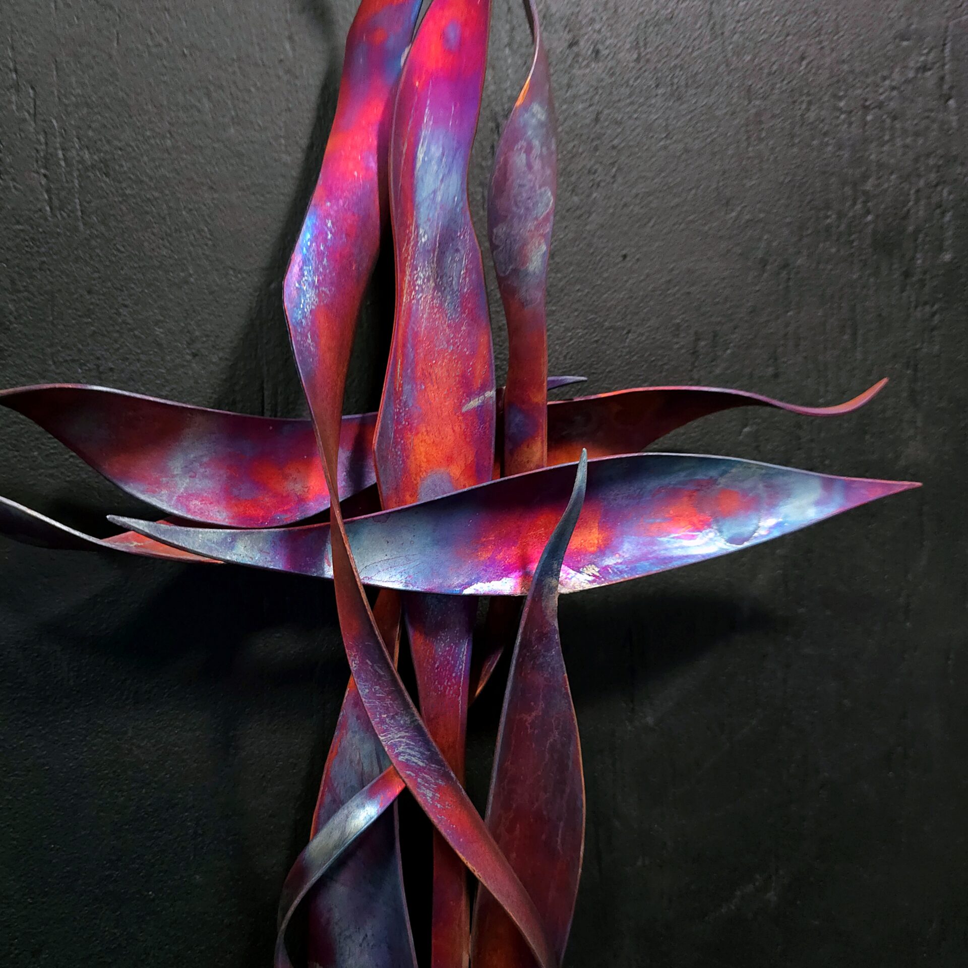 Copper Cross 2095 Matte Blue Purple Wall Art Sculpture Door Hanging Crucifix