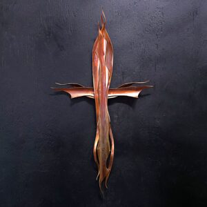 Copper Cross 2096 Golden Gloss Wall Art Sculpture Door Hanging Crucifix
