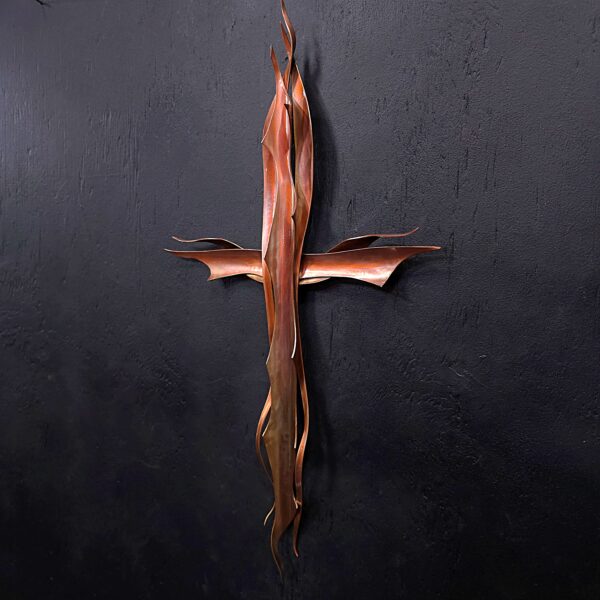 Copper Cross 2096 Golden Gloss Wall Art Sculpture Door Hanging Crucifix