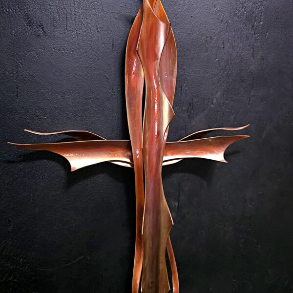 Copper Cross 2096 Golden Gloss Wall Art Sculpture Door Hanging Crucifix