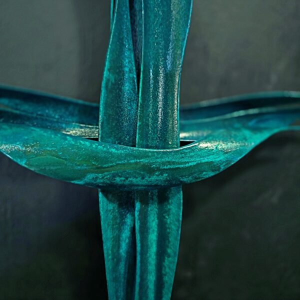 Copper Cross 2097 Blue Green Patina Wall Art Sculpture Door Hanging Crucifix