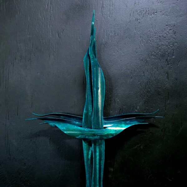 Copper Cross 2097 Blue Green Patina Wall Art Sculpture Door Hanging Crucifix
