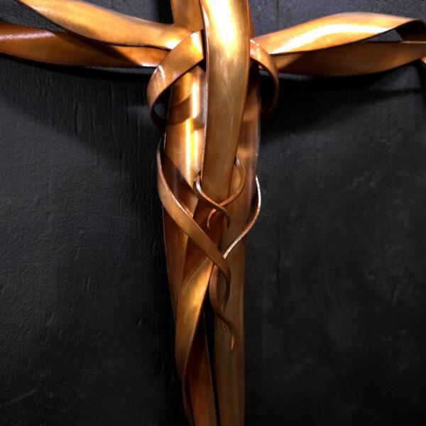 Copper Cross 2098 Golden Gloss Wall Art Sculpture Door Hanging Crucifix