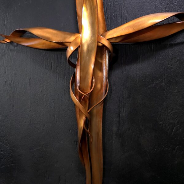 Copper Cross 2098 Golden Gloss Wall Art Sculpture Door Hanging Crucifix