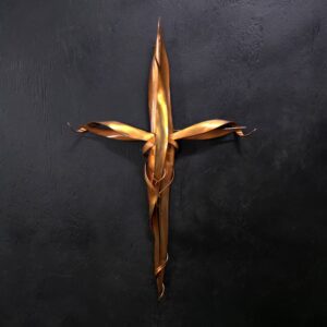 Copper Cross 2098 Golden Gloss Wall Art Sculpture Door Hanging Crucifix