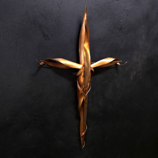 Copper Cross 2098 Golden Gloss Wall Art Sculpture Door Hanging Crucifix
