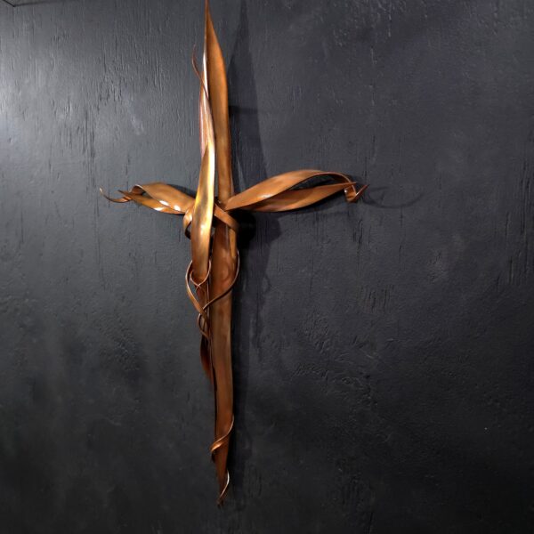 Copper Cross 2098 Golden Gloss Wall Art Sculpture Door Hanging Crucifix