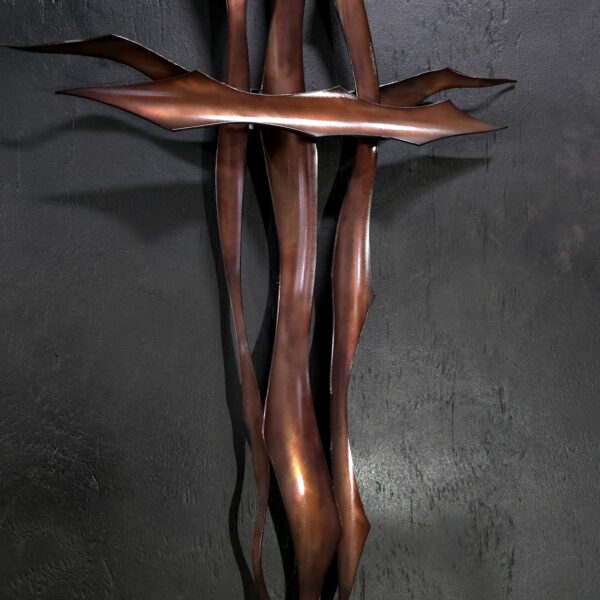 Copper Cross 2099 Brown Trident Wall Art Sculpture Door Hanging Crucifix