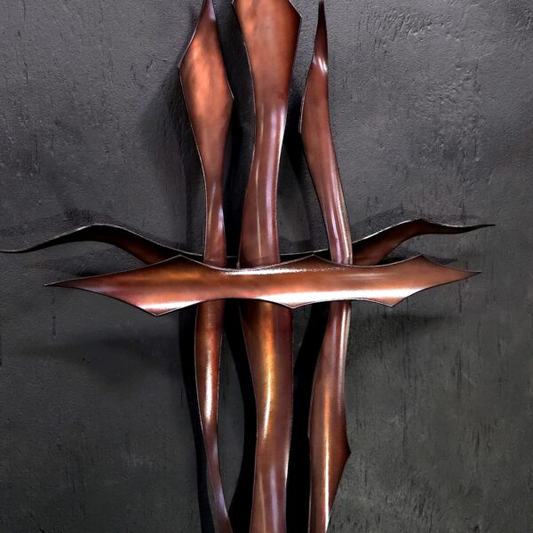 Copper Cross 2099 Brown Trident Wall Art Sculpture Door Hanging Crucifix