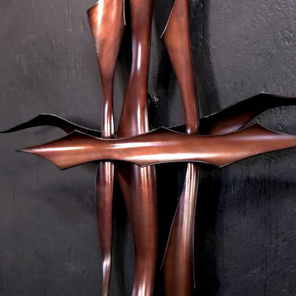 Copper Cross 2099 Brown Trident Wall Art Sculpture Door Hanging Crucifix