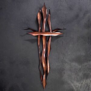 Copper Cross 2099 Brown Trident Wall Art Sculpture Door Hanging Crucifix
